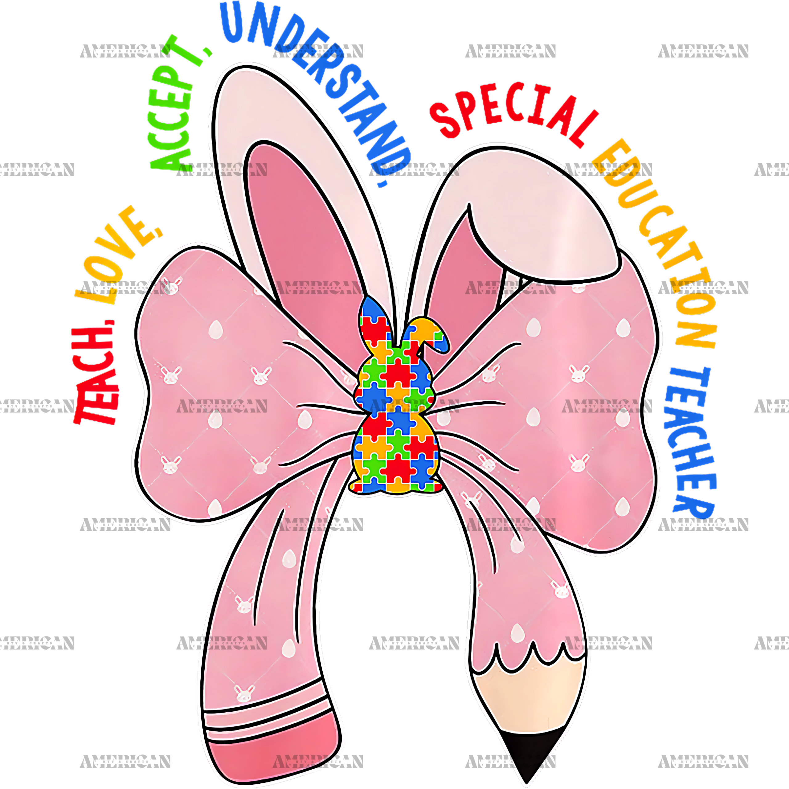 Autism Pencil Bow DTF Transfer