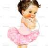 Ballerina Pink Pearls Girl-LightBrunette DTF Transfer