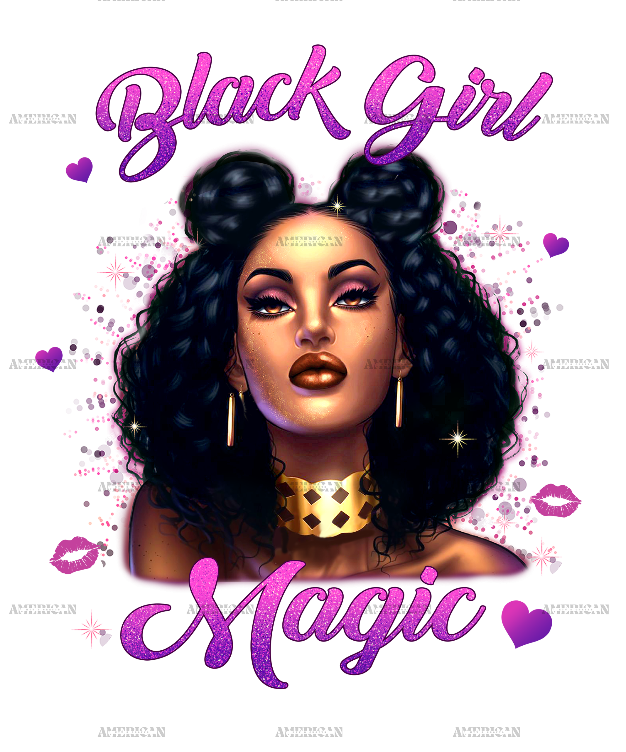 Black Girl Magic Purple DTF Transfer