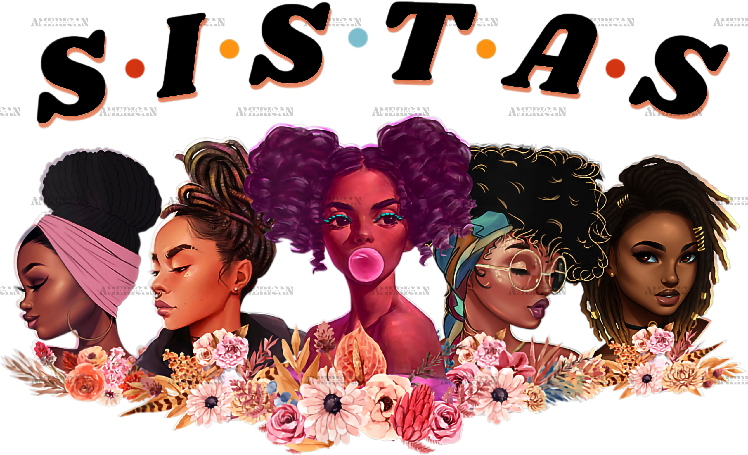 Black Sistas Flowers DTF Transfer