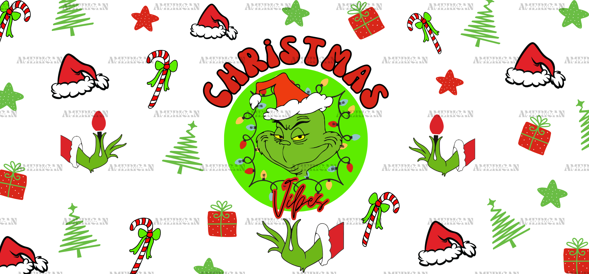 Christmas Vibes Grinch UV DTF Transfer