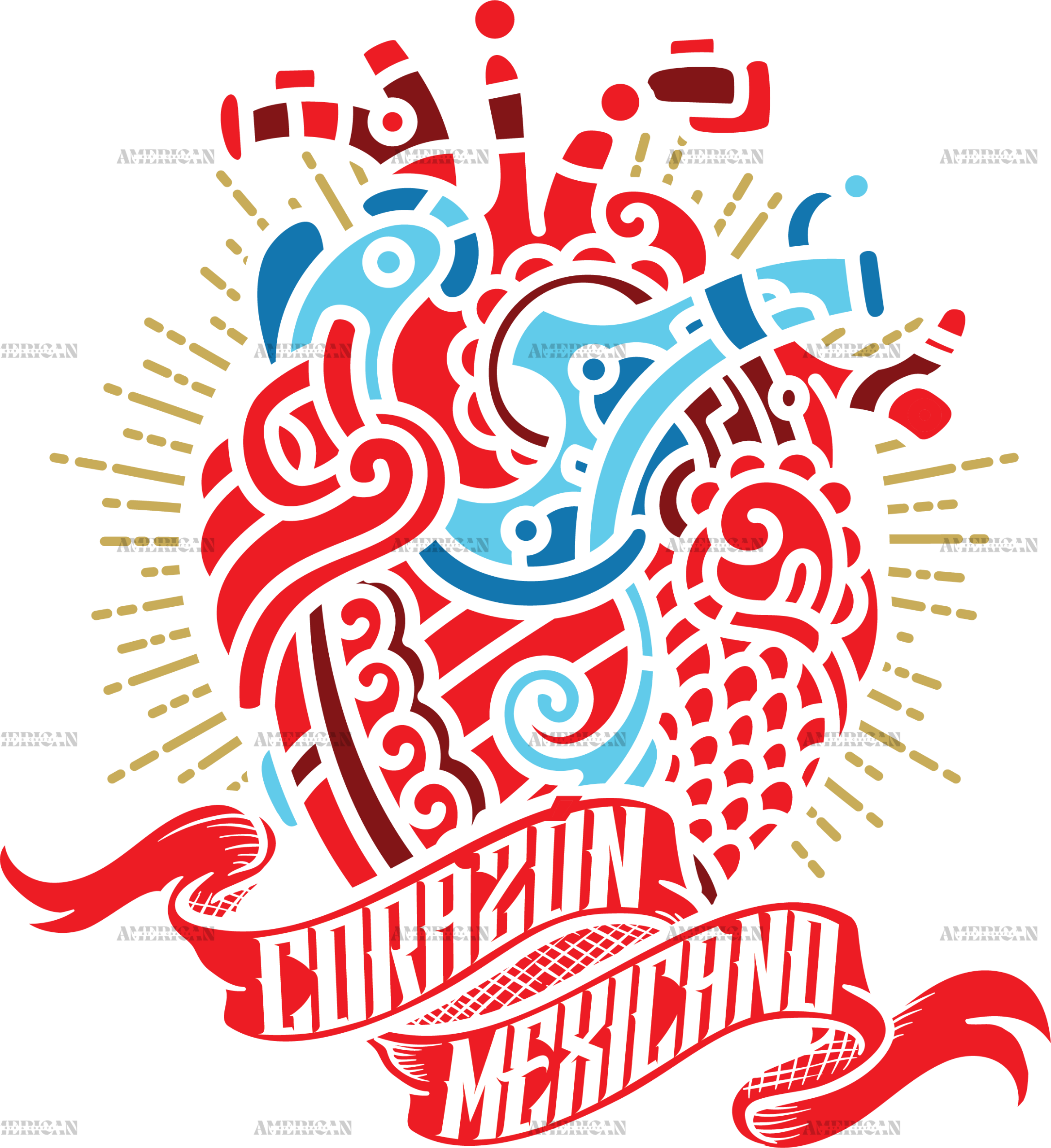 Corazon Mexicano Dtf Transfer