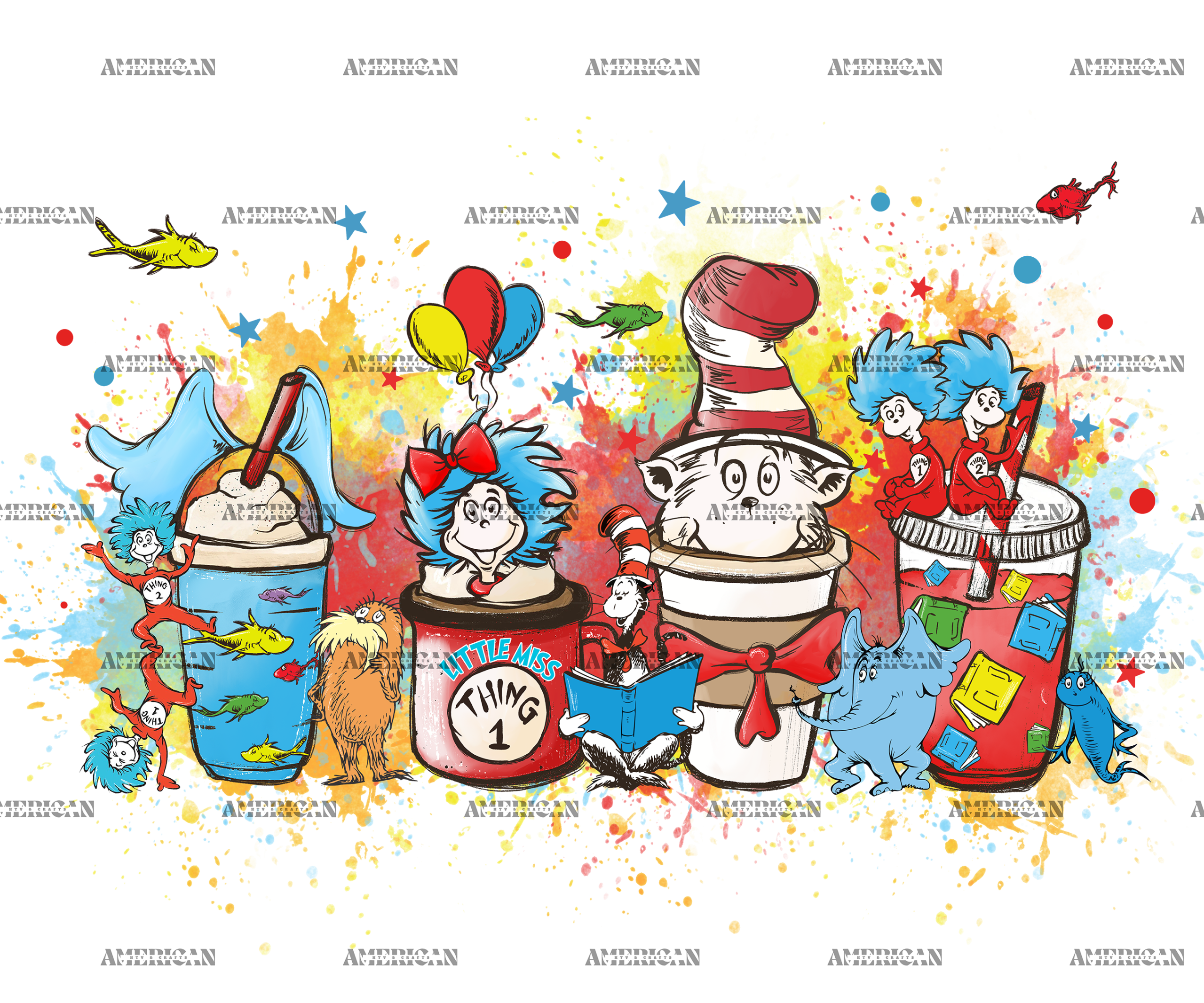 Dr. Seuss Day Coffee Splash DTF Transfer