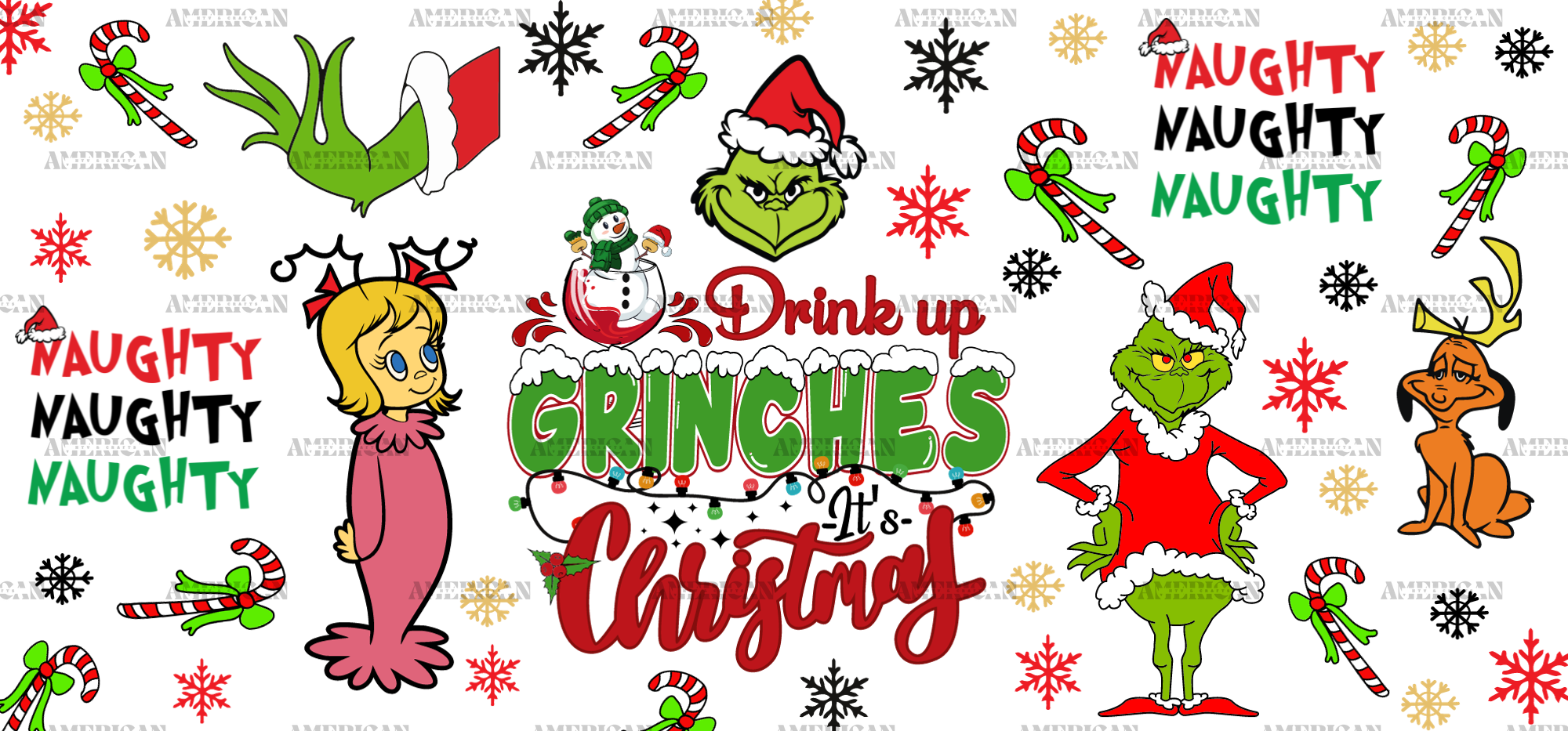 Drink Up Grinches Christmas UV DTF Transfer