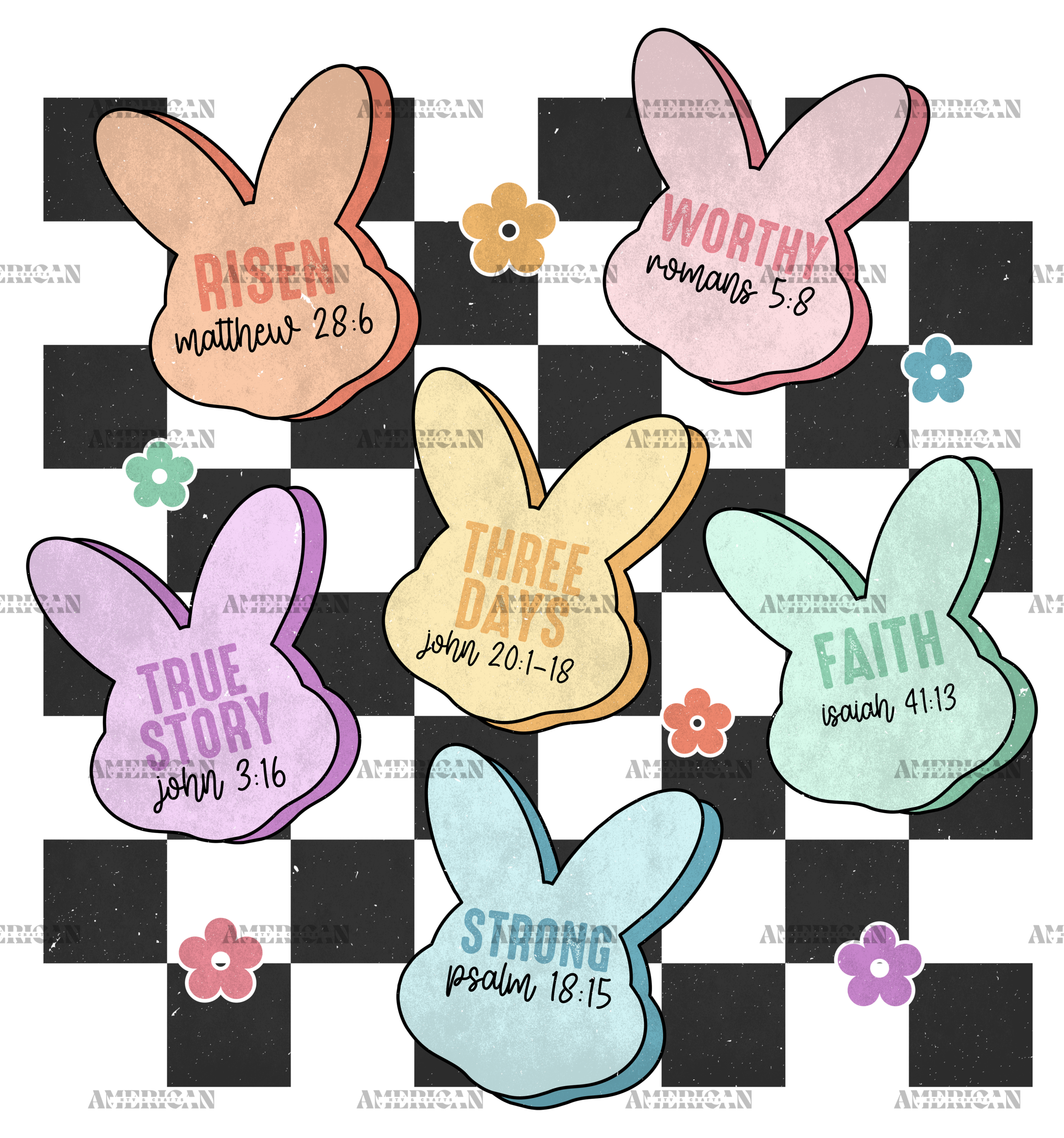 Easter Bunny Checkered-2 DTF Transfer
