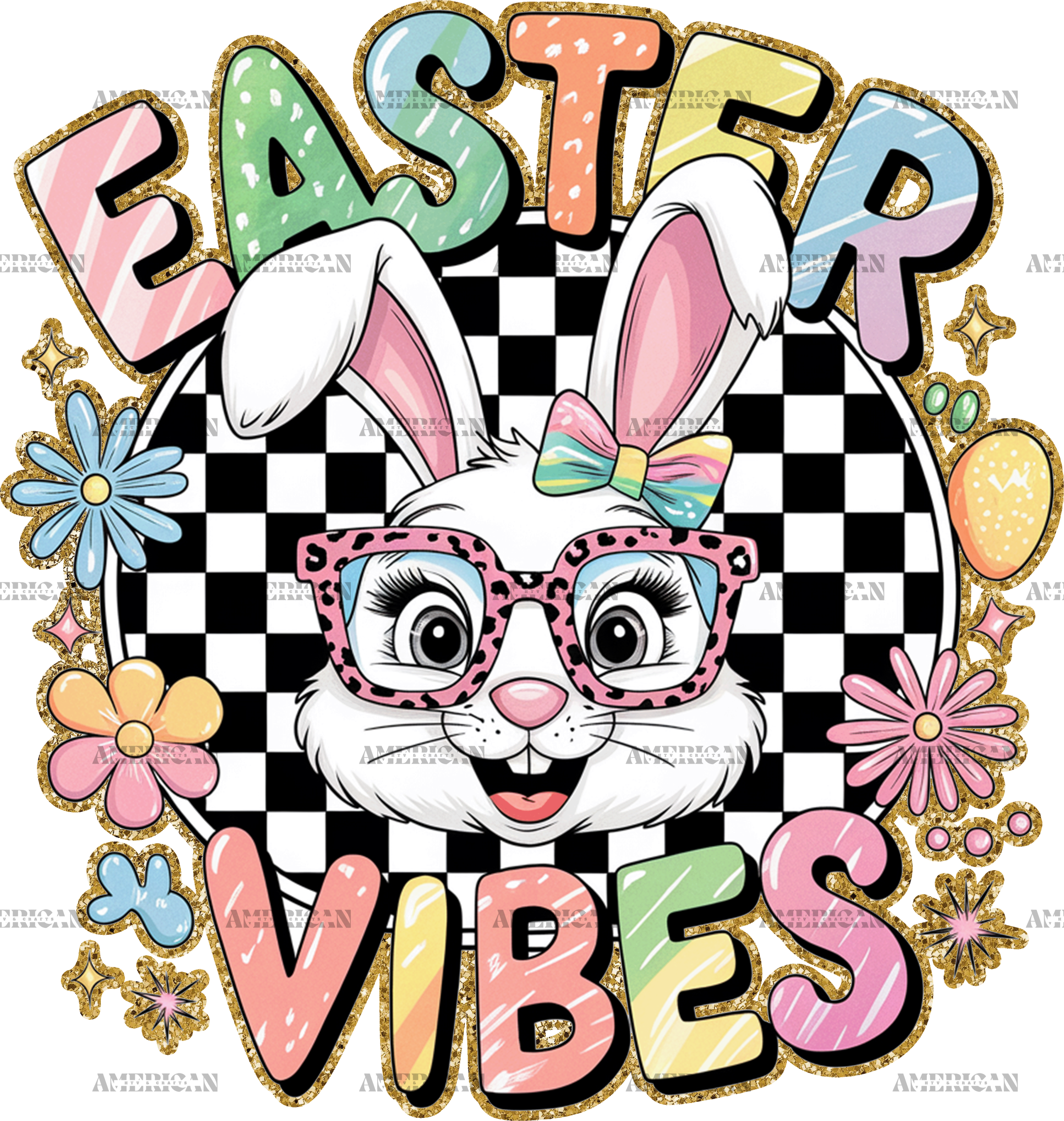 Easter Vibes Bunny DTF Transfer
