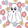 Ghost And Flowers UV DTF Transfer