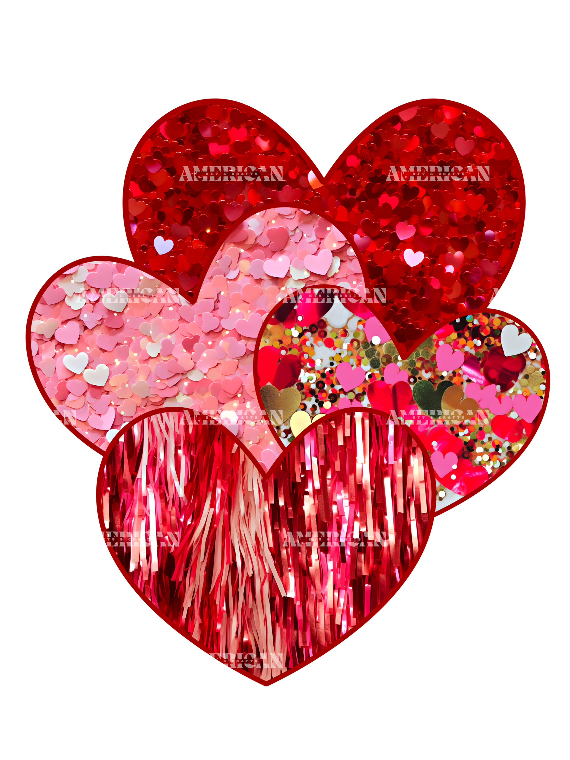 Group Of Valentine Hearts DTF Transfer