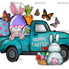 Happy Easter Blue Truck DTF Transfer