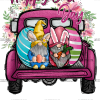 Happy Easter Day Pink Truck DTF Transfer