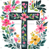 He Is Risen Floral Cross DTF Transfer