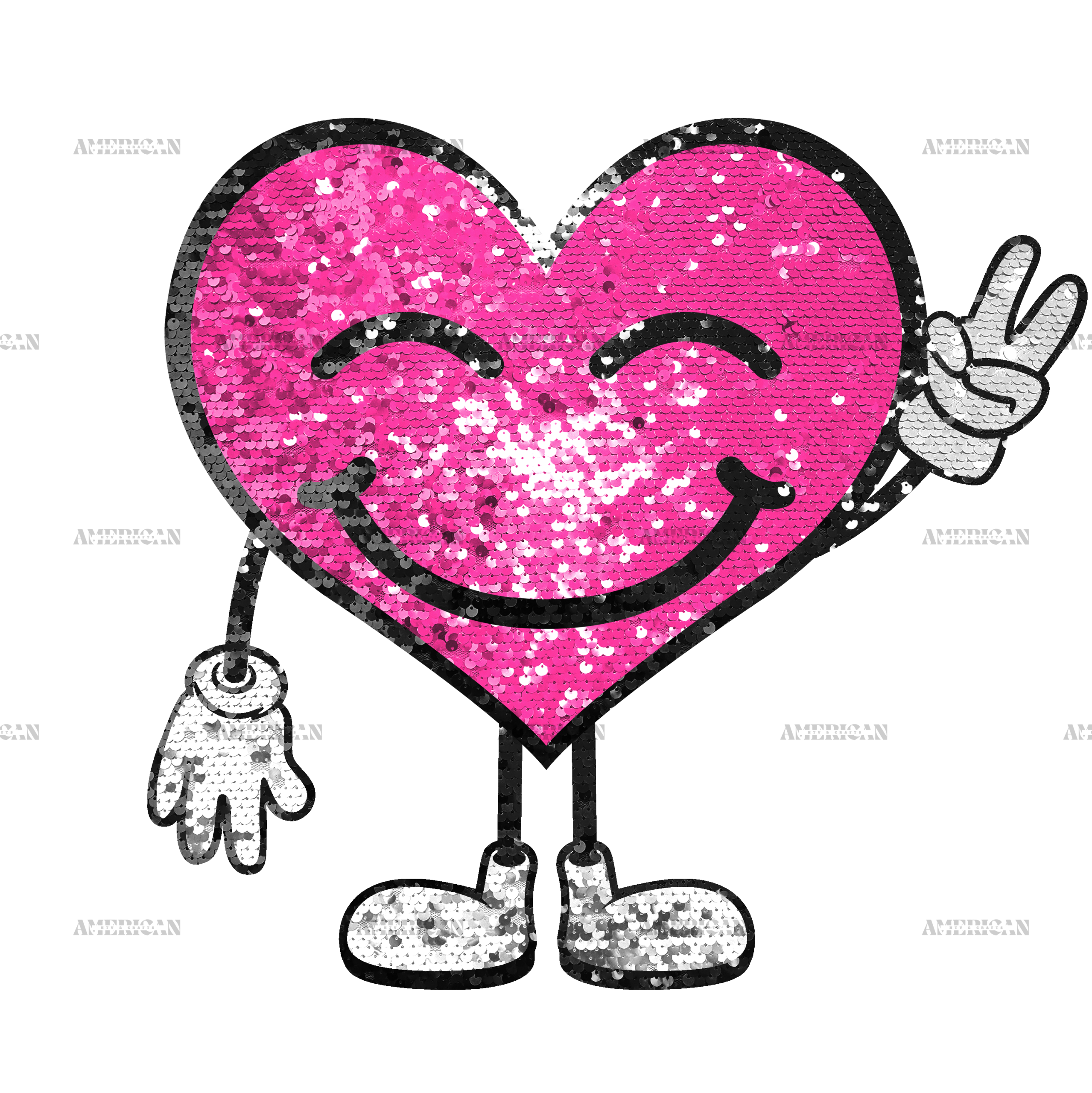 Smiley Heart Patch (Large/Sequin)