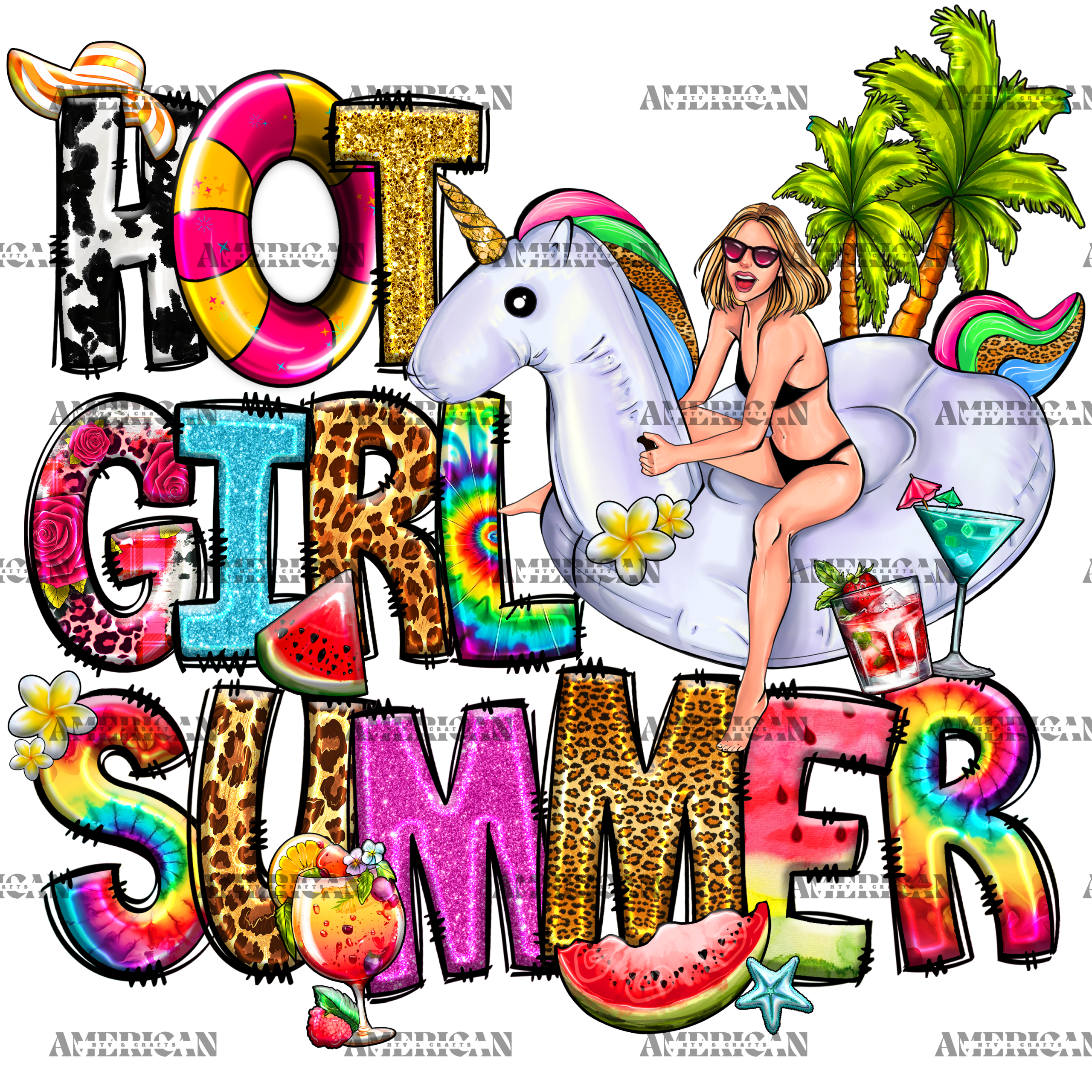 Hot Girl Summer Unicorn DTF Transfer