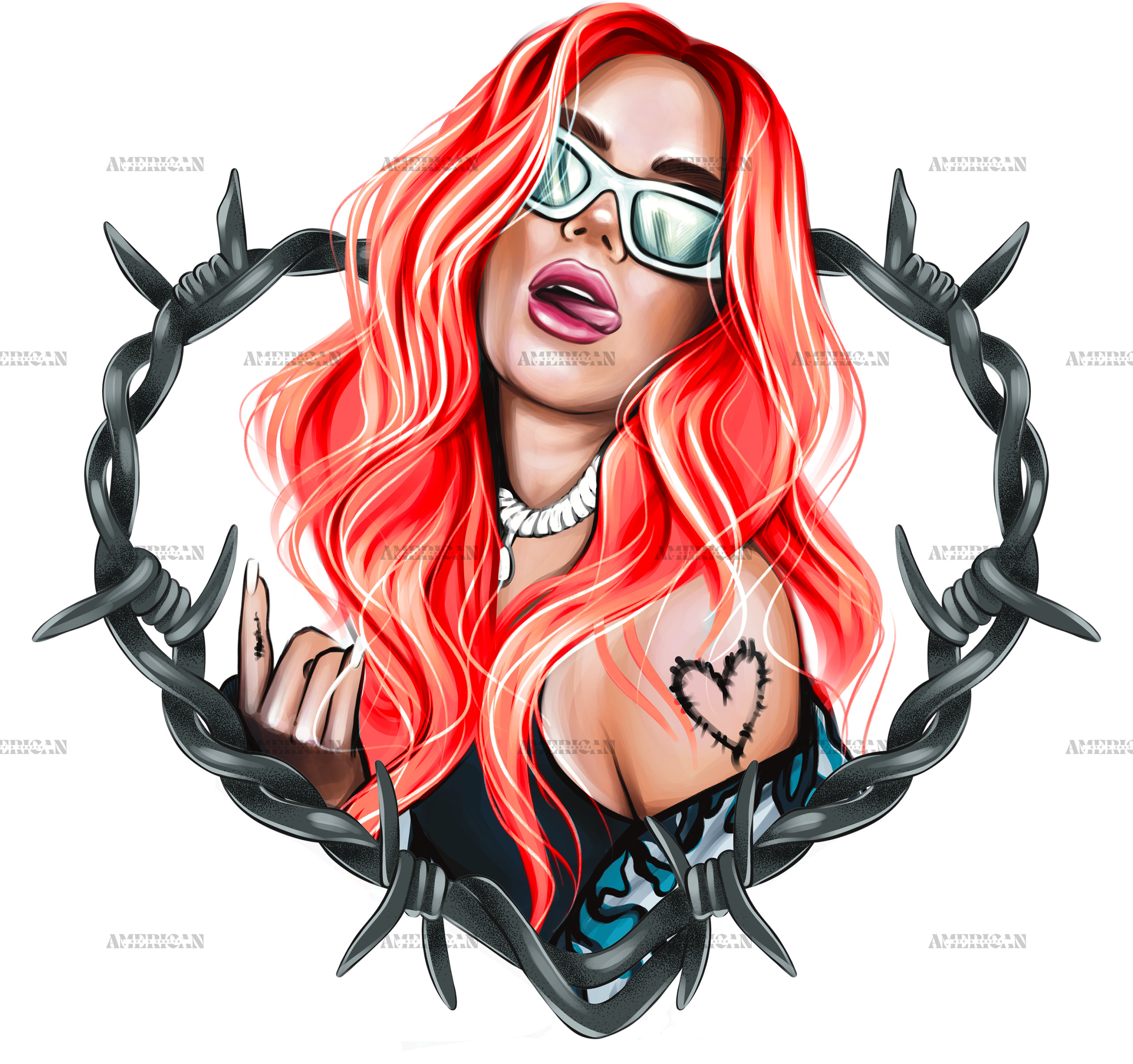 Karol G Bichota And Heart Red Dtf Transfer