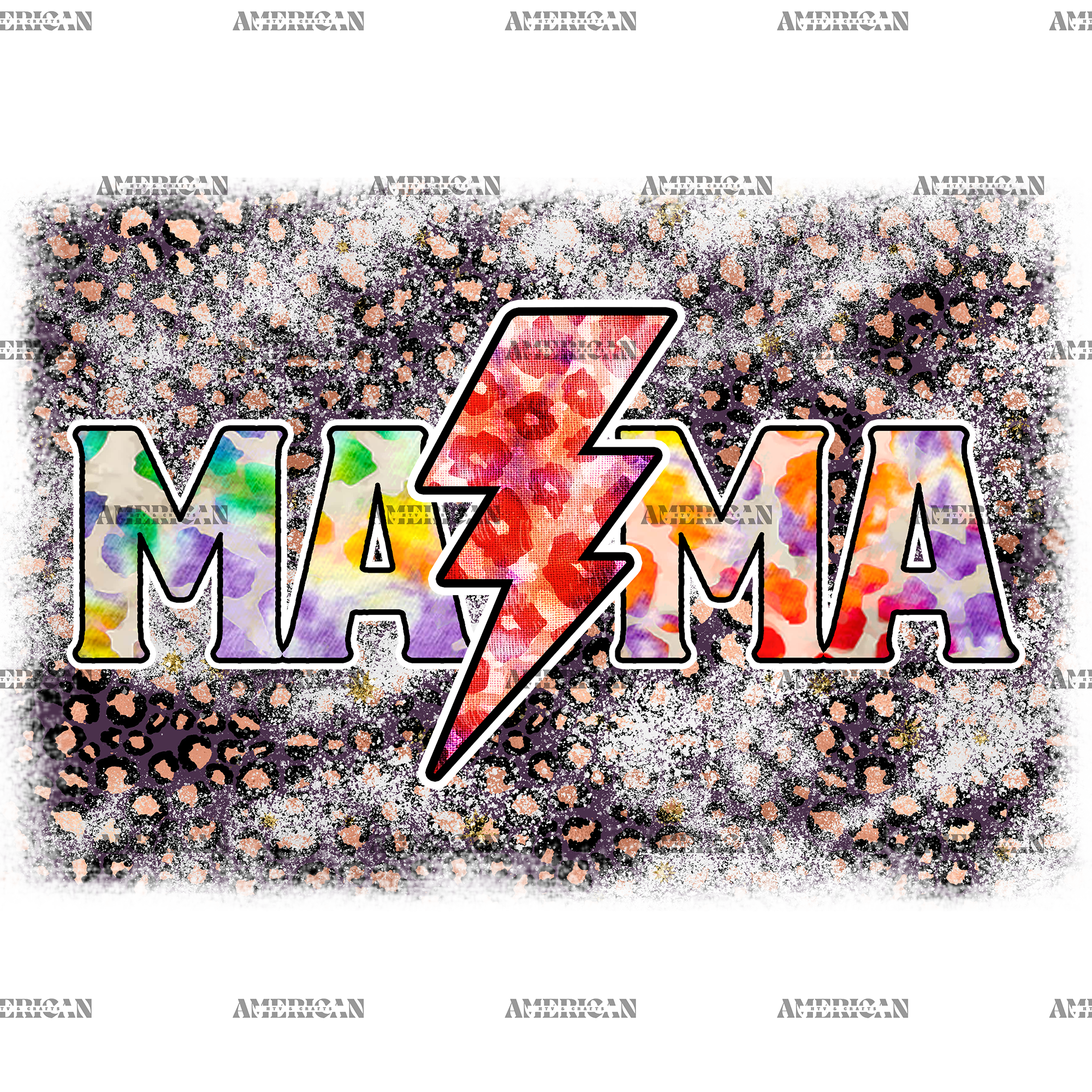 Mama Tie Dye Bolt DTF Transfer