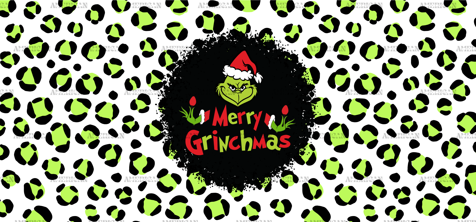 Merry Grinchmas Green Leopard UV DTF Transfer