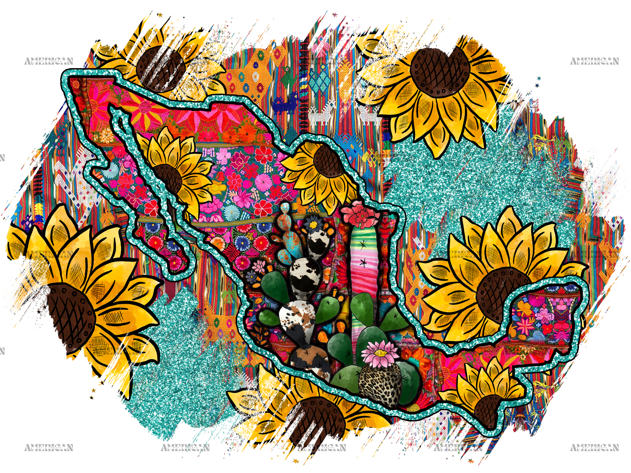 Mexico Map Dtf Transfer