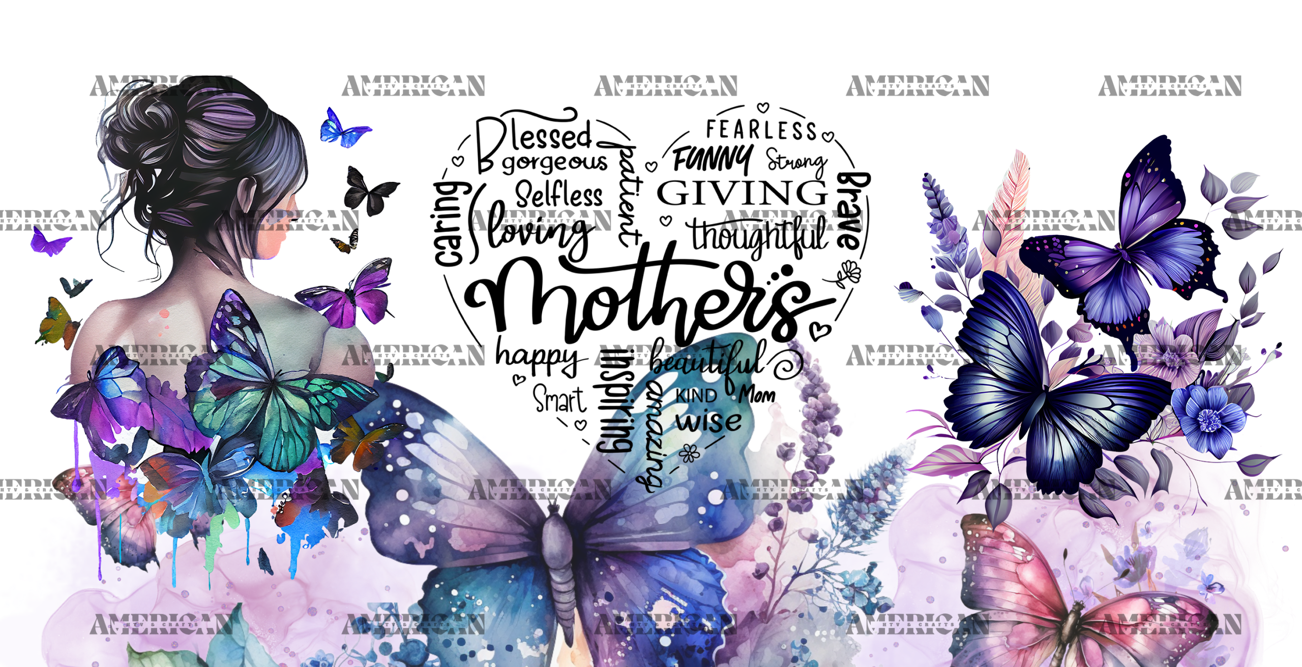 Mother Purple Butterflies UV DTF Transfer
