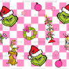 Pink Checkered Grinchmas UV DTF Transfer
