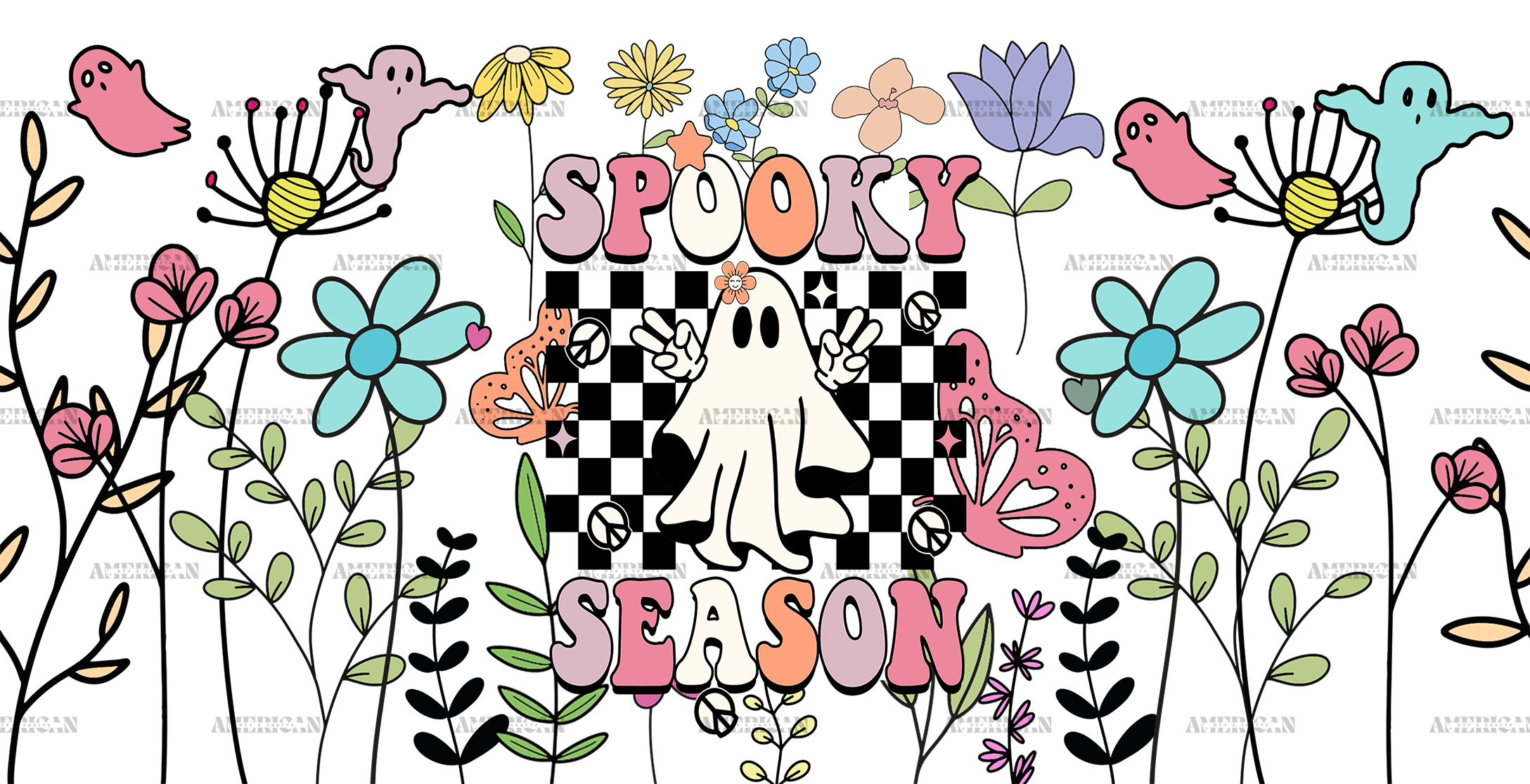 Spooky Season Halloween Flowers UV DTF Transfer