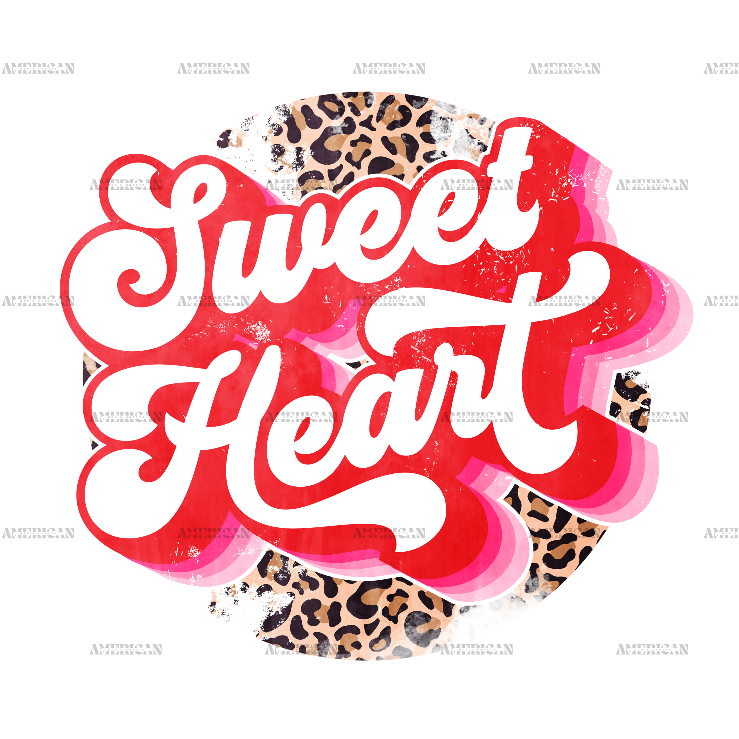 Sweet Heart Retro Grunge Circle DTF Transfer
