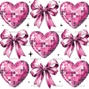 Valentine Heart Bows-2 DTF Transfer
