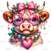 Valentine Highland Cow-3 DTF Transfer