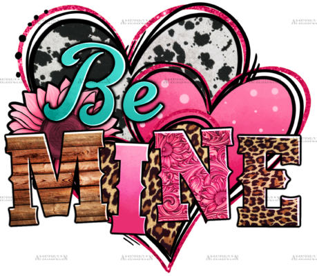 Valentines Day Western Hearts Be Mine DTF Transfer