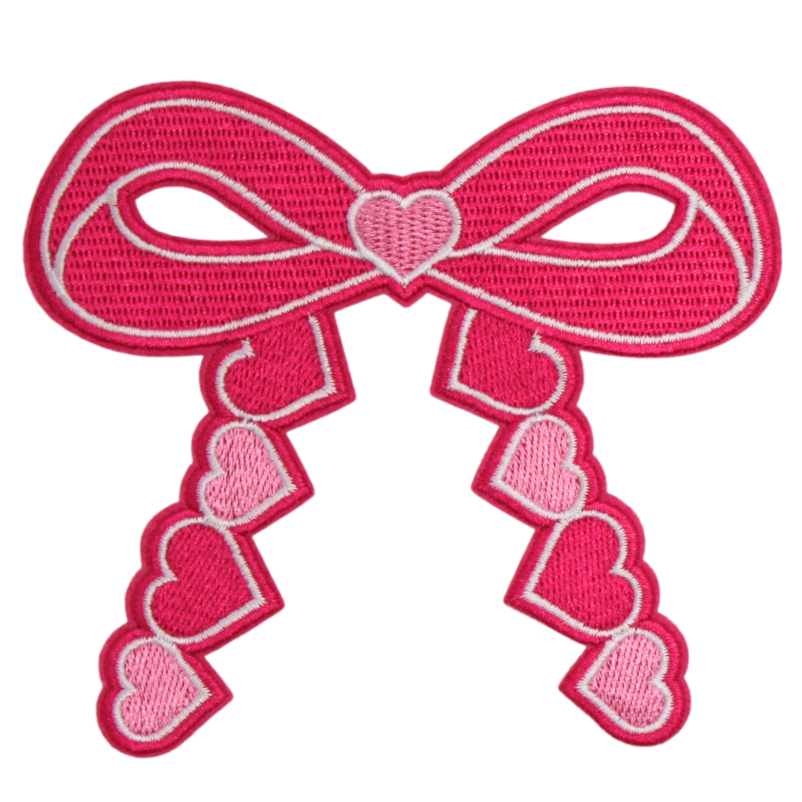 Pink Hearts Bow Patch (Small/Embroidery)