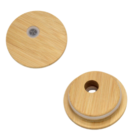 Alternative view of 16 Oz Sublimation Clear Glass Can Wooden Top