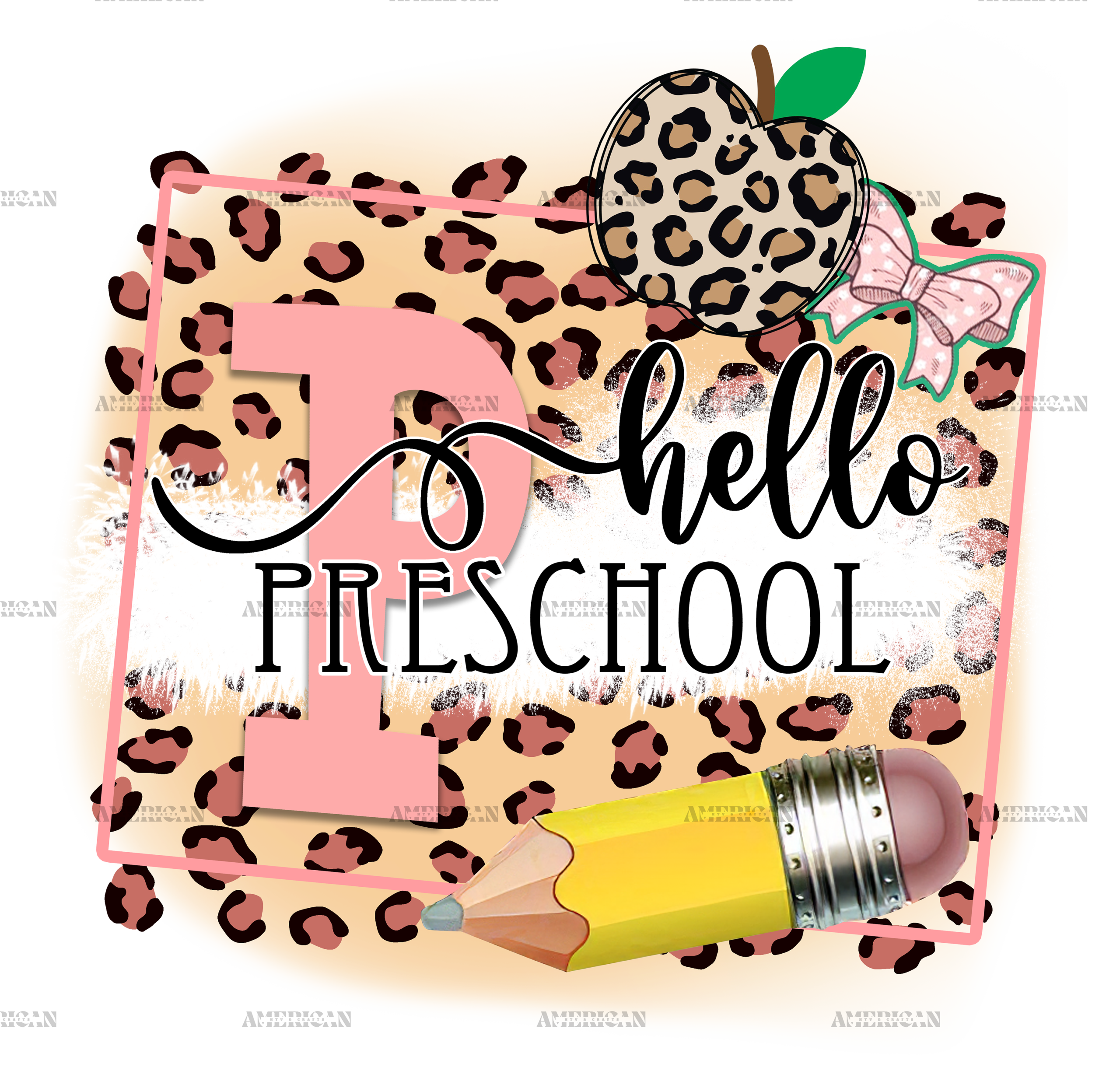 Hello Preschool Pink Leapord DTF Transfer