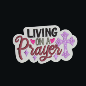 Alternative view of Living on a Prayer Patch (Small/Embroidery)