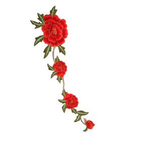 Bunch of Red Flowers Sleeve Design Patch(Large/Embroidery)