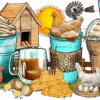 Chicken Coffee Cups DTF Transfer