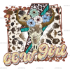Cowgirl Bull Skull Bolt DTF Transfer