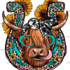 Highland Cow Horseshoe DTF Transfer