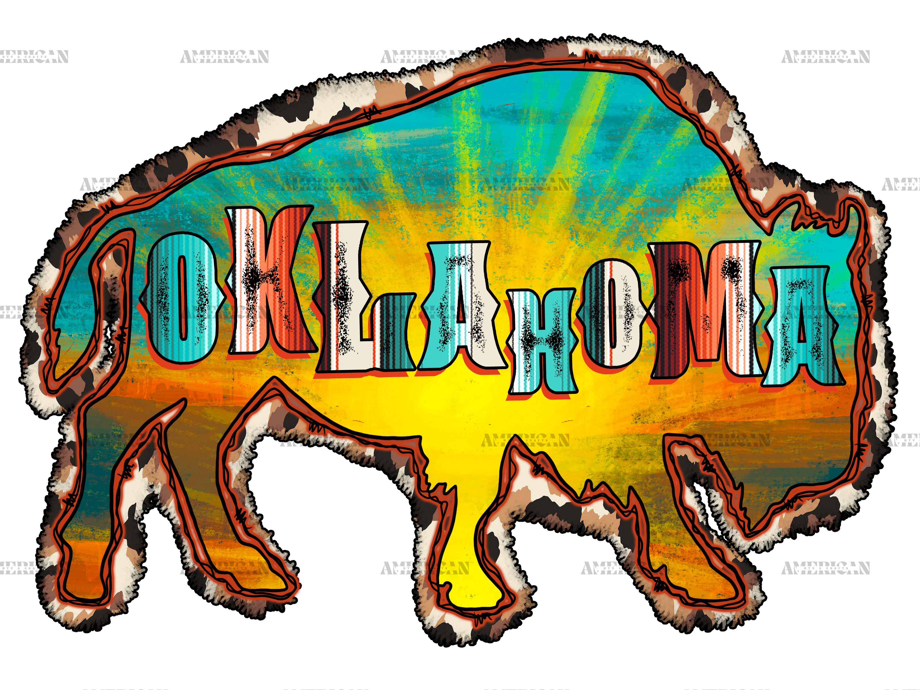 Oklahoma Buffallo DTF Transfer