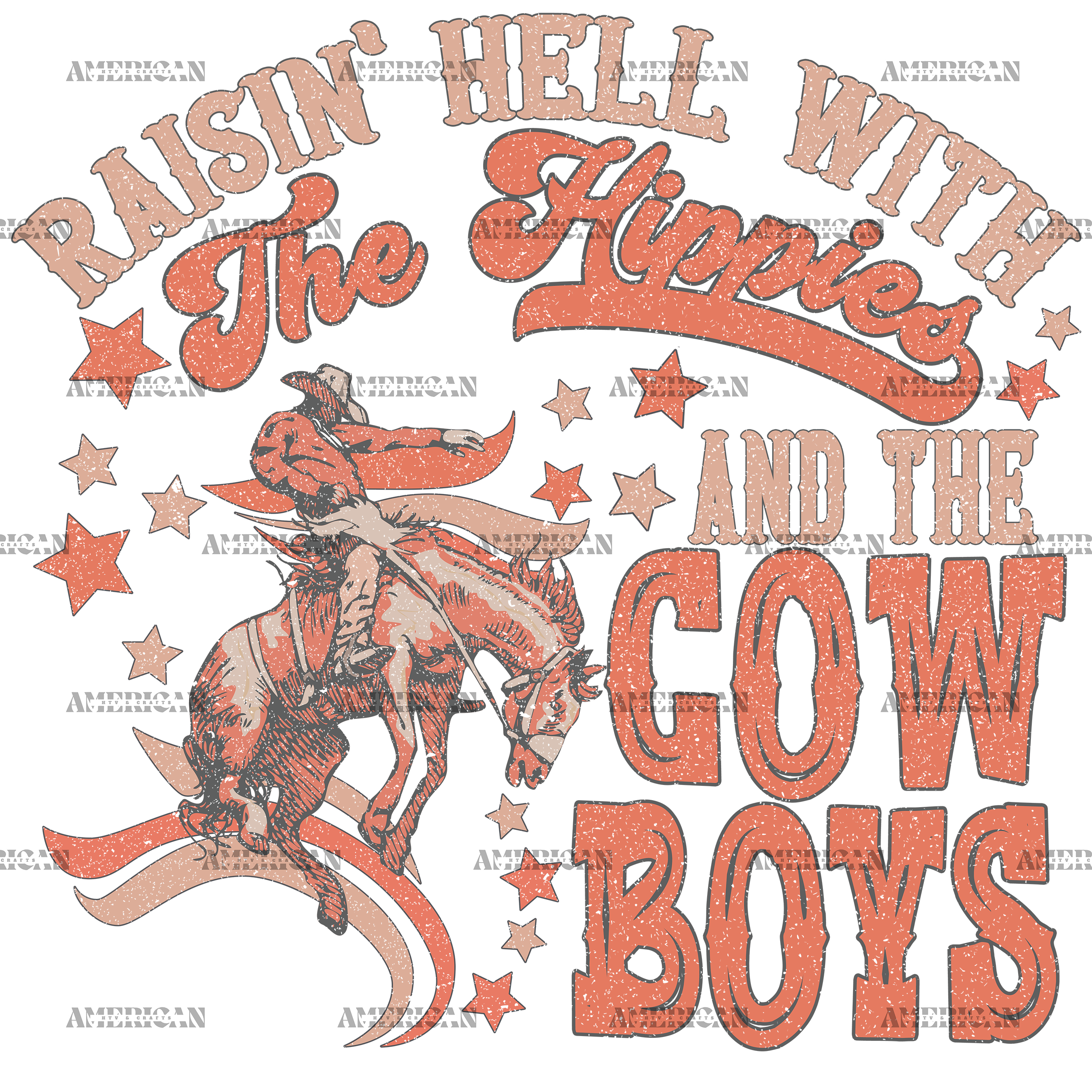 Raisin Hell With The Hippies And The Cowboys DTF Transfer