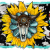 Sunflower Bull Skull DTF Transfer