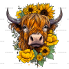 Sunflowers Highland Cow DTF Transfer