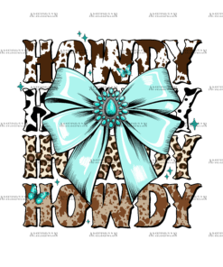Western Howdy Bow Turquise DTF Transfer