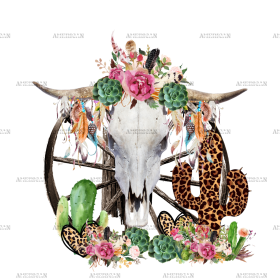 Cow Skull And Cactus DTF Transfer