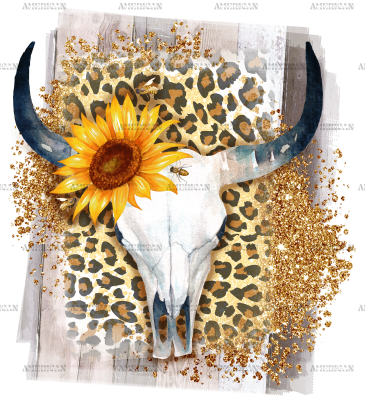 Cow Skull And Sunflower DTF Transfer