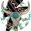 Turquoise Cow Skull DTF Transfer