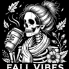 Fall Vibes Skeleton White DTF Transfer