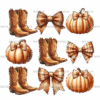Howdy Autumn Pumpkins Bows-2 DTF Transfer