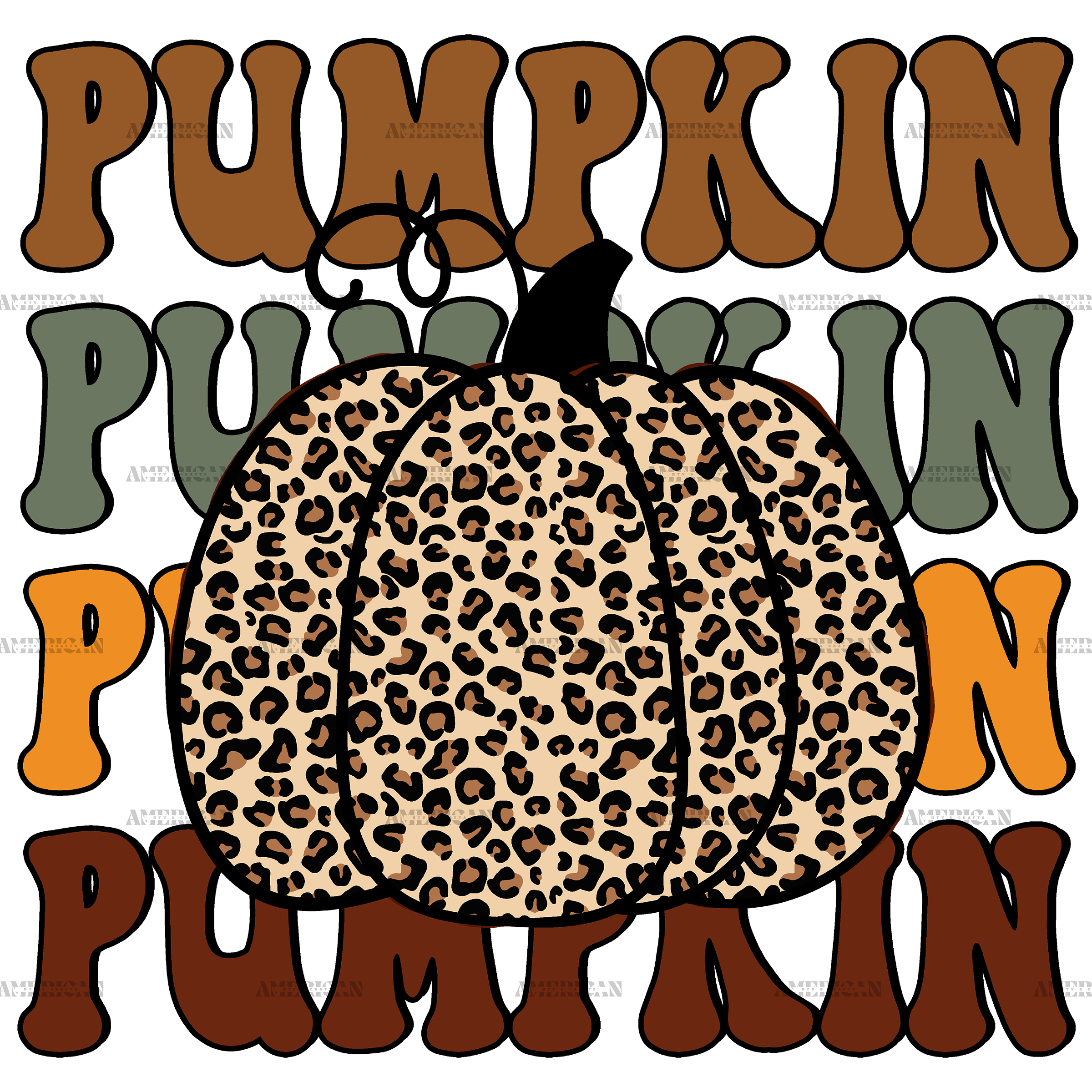 Pumpkin Leopard DTF Transfer